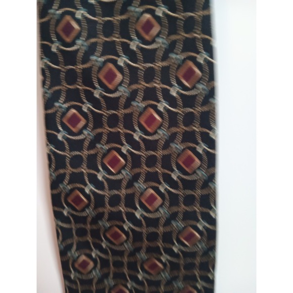 Claybrooke Pure Silk Handmade Classic 58in Black Geometric Tie B15 - Picture 4 of 6